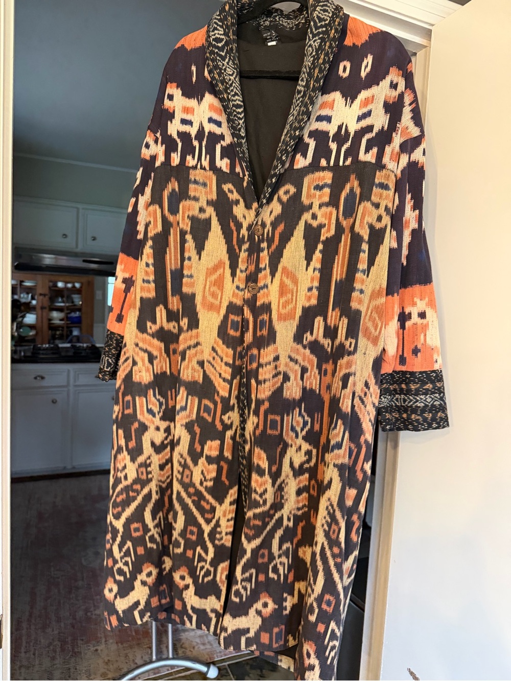 Knit Open-Front Cardigan with Navy and Cream Fair Isle